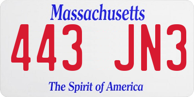 MA license plate 443JN3