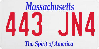 MA license plate 443JN4