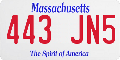 MA license plate 443JN5