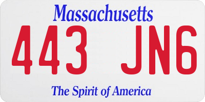MA license plate 443JN6