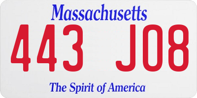 MA license plate 443JO8