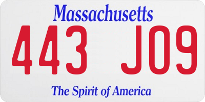 MA license plate 443JO9