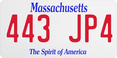 MA license plate 443JP4