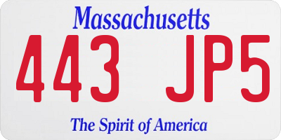 MA license plate 443JP5