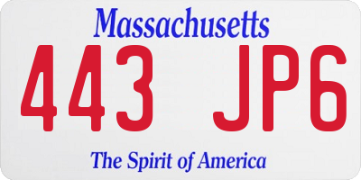 MA license plate 443JP6