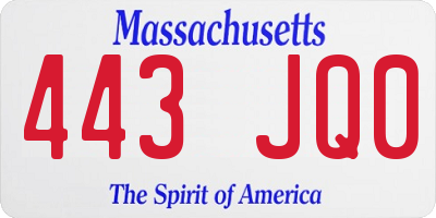 MA license plate 443JQ0