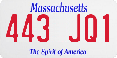 MA license plate 443JQ1