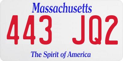 MA license plate 443JQ2