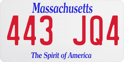 MA license plate 443JQ4