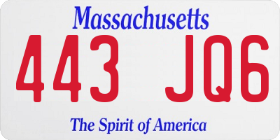 MA license plate 443JQ6