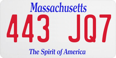 MA license plate 443JQ7