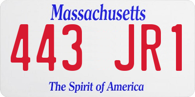 MA license plate 443JR1