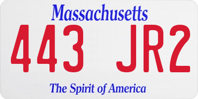 MA license plate 443JR2