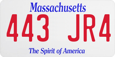 MA license plate 443JR4