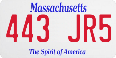 MA license plate 443JR5