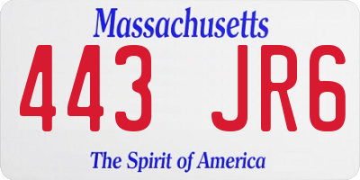 MA license plate 443JR6