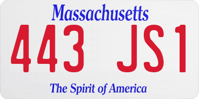 MA license plate 443JS1