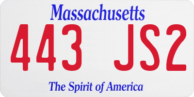 MA license plate 443JS2