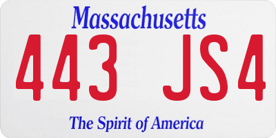 MA license plate 443JS4