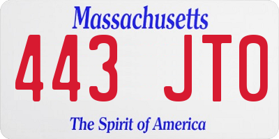 MA license plate 443JT0