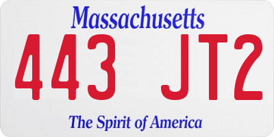 MA license plate 443JT2