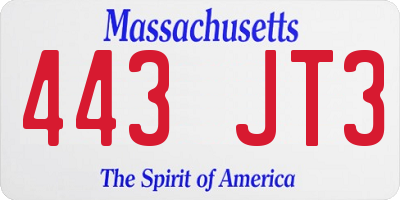 MA license plate 443JT3