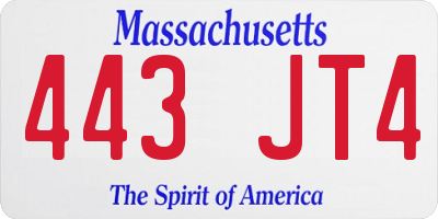 MA license plate 443JT4