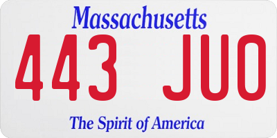 MA license plate 443JU0