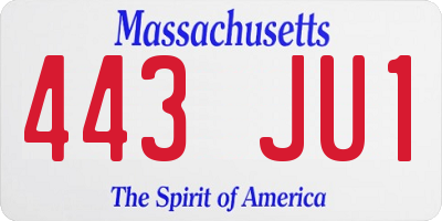 MA license plate 443JU1