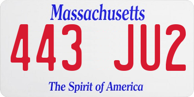 MA license plate 443JU2