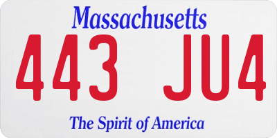 MA license plate 443JU4