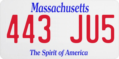 MA license plate 443JU5