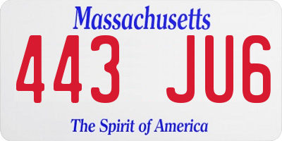 MA license plate 443JU6