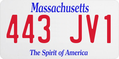 MA license plate 443JV1
