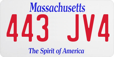 MA license plate 443JV4