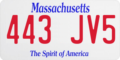 MA license plate 443JV5
