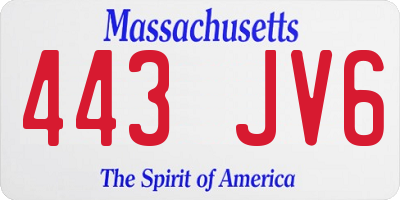MA license plate 443JV6