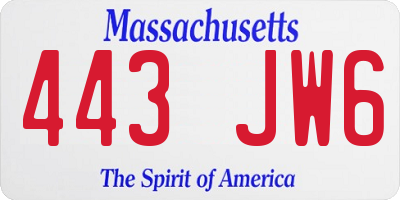 MA license plate 443JW6