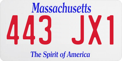 MA license plate 443JX1
