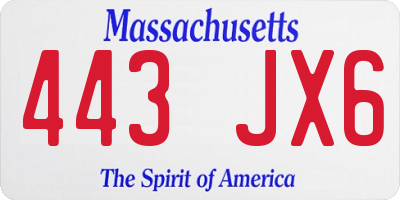 MA license plate 443JX6
