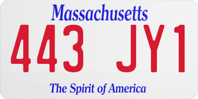 MA license plate 443JY1