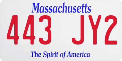 MA license plate 443JY2