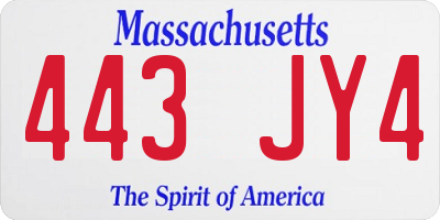 MA license plate 443JY4
