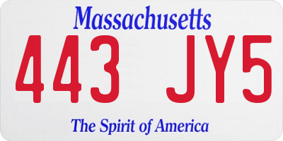 MA license plate 443JY5