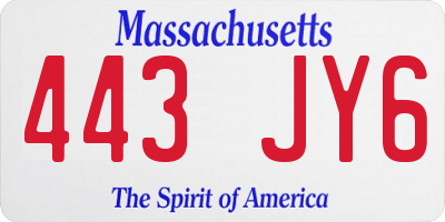MA license plate 443JY6