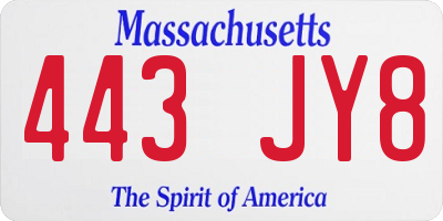 MA license plate 443JY8