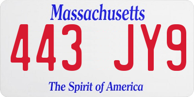MA license plate 443JY9