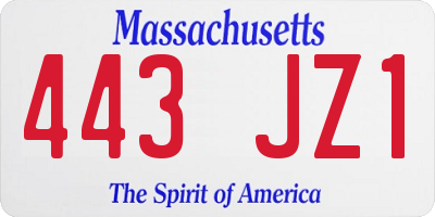 MA license plate 443JZ1