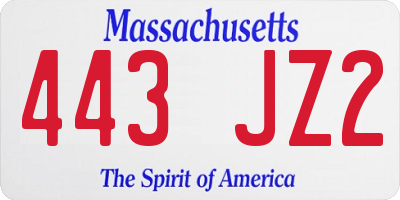 MA license plate 443JZ2