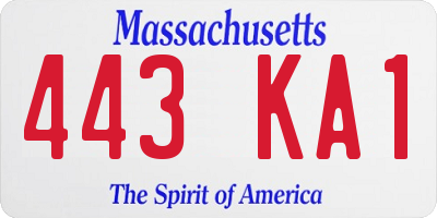 MA license plate 443KA1